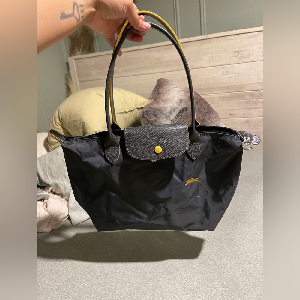 Small long champ bag grey&yellow